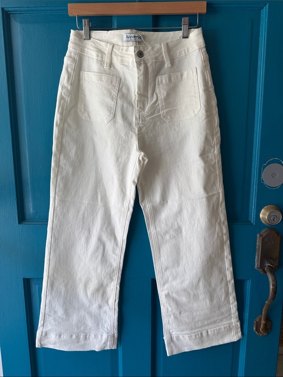 Luvamia Denim - Luvamia White High-Rise Wide Leg cropped Jeans Medium NWT